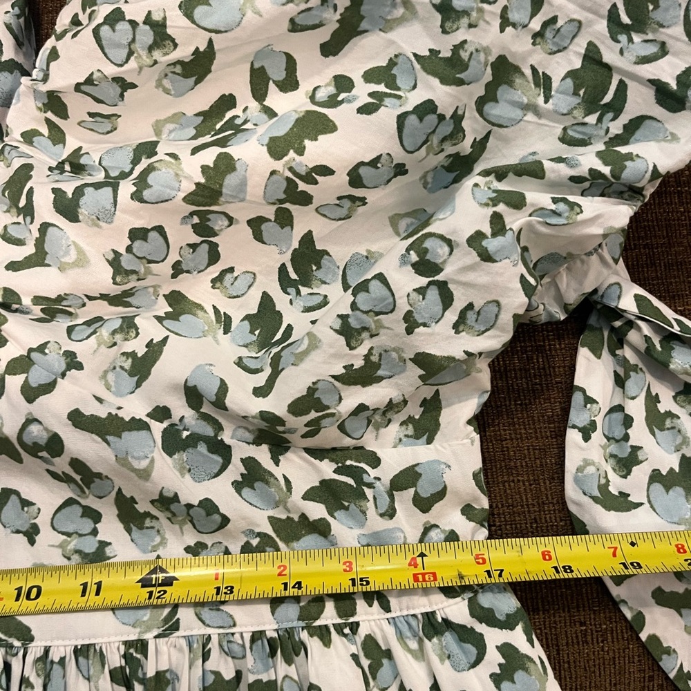 Crown & Ivy, society social /NWT Green Maxi Dress puffy sleeve tie back, Size 12 - Picture 14 of 16